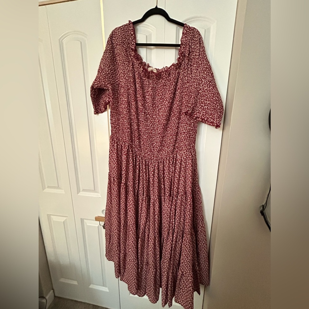 Smocked Red Flower Dress